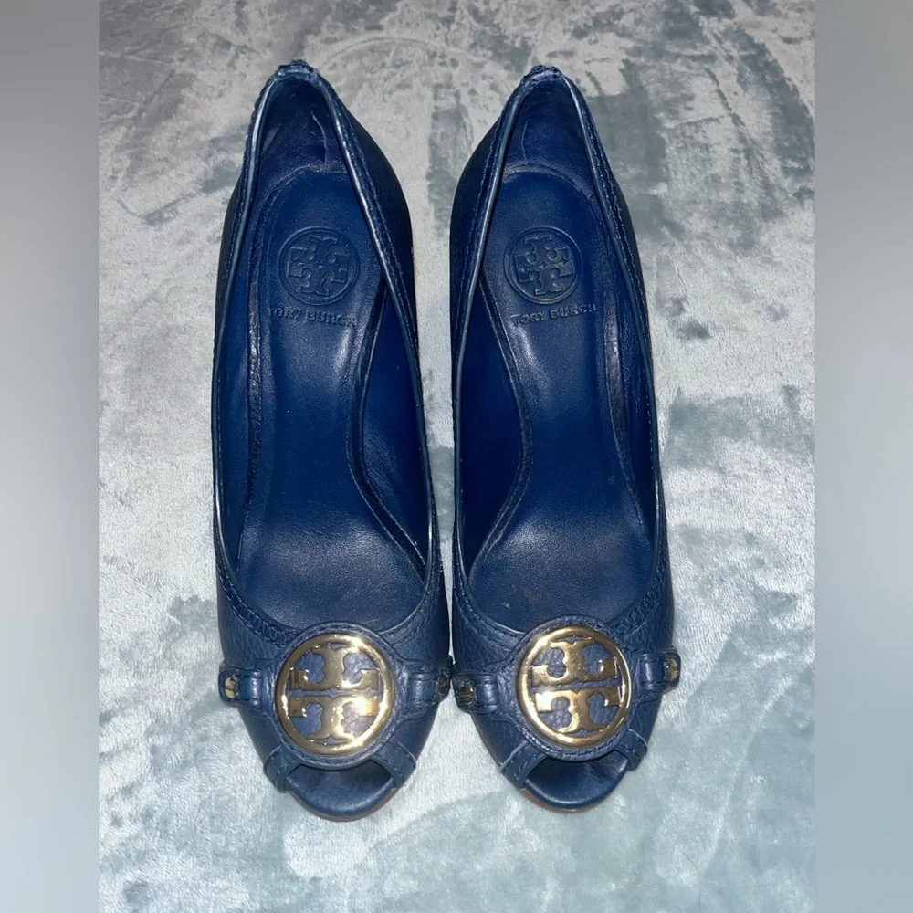 Tory Burch Blue Wedge Shoes - Picture 2 of 7